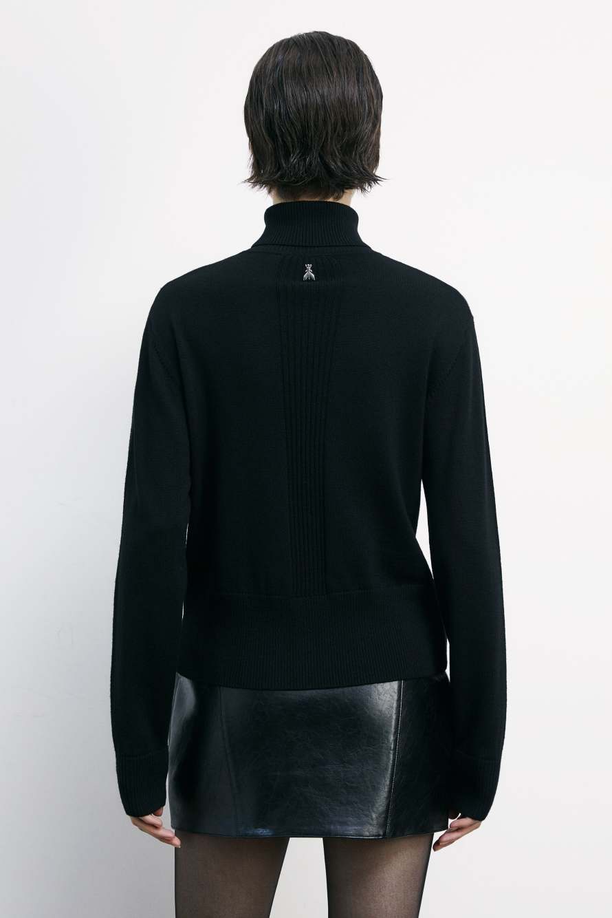 Pull &agrave; col roul&eacute; en laine &laquo; ESSENTIAL &raquo;, Noir, Patrizia Pepe