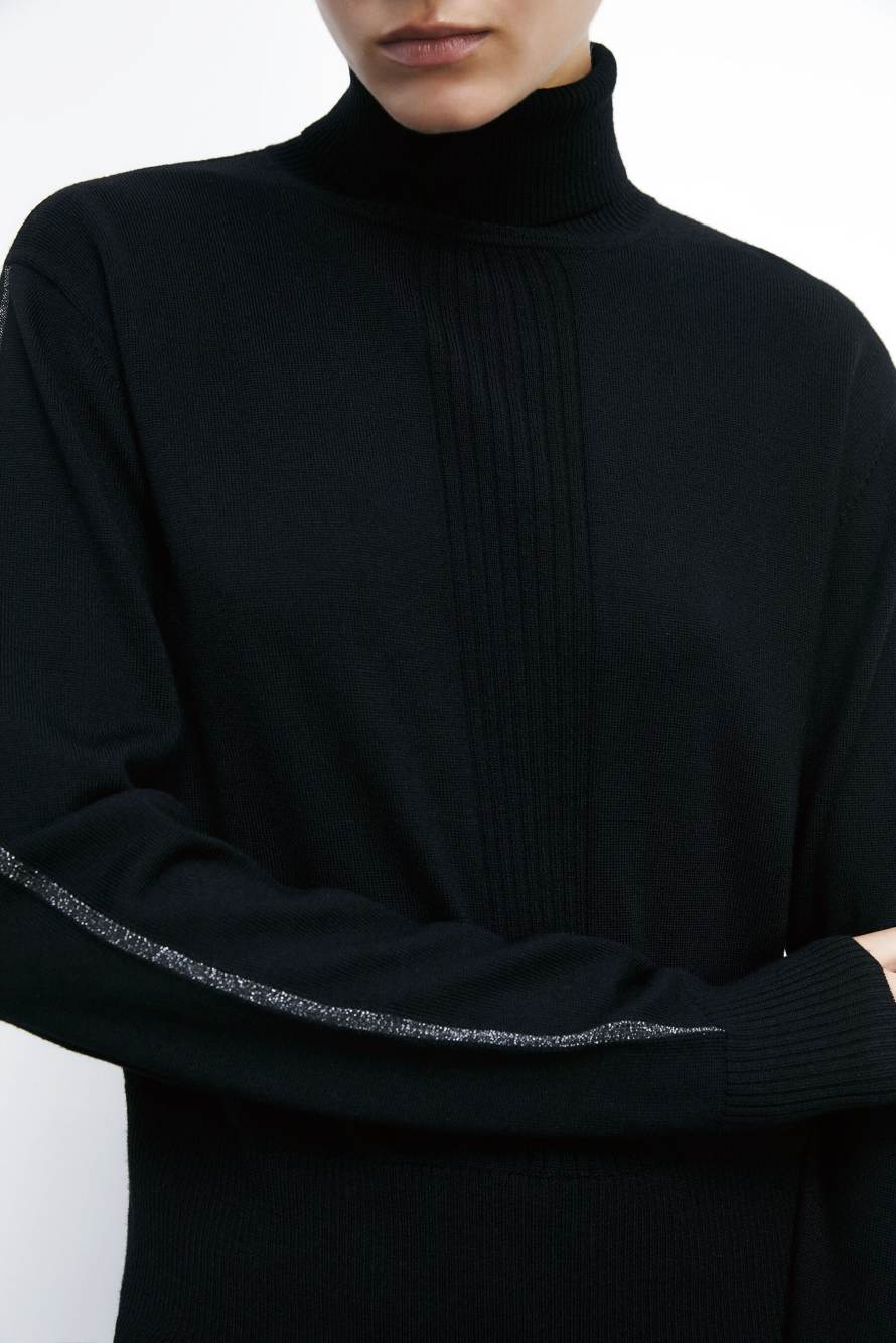 Pull &agrave; col roul&eacute; en laine &laquo; ESSENTIAL &raquo;, Noir, Patrizia Pepe