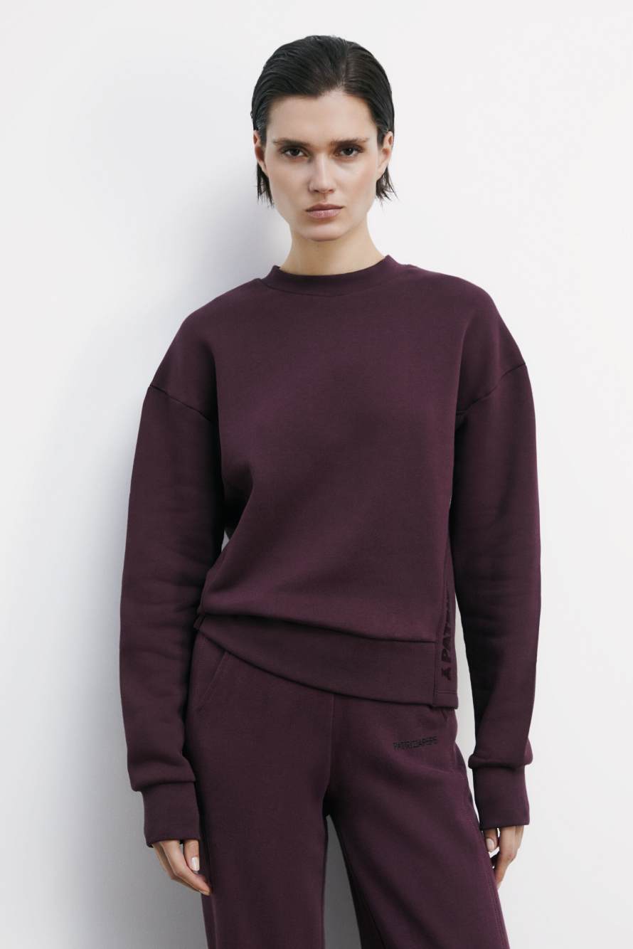 Racing sweatshirt with logo, Bordeaux, Patrizia Pepe