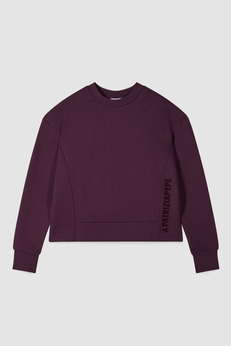 Racing sweatshirt with logo, Bordeaux, Patrizia Pepe