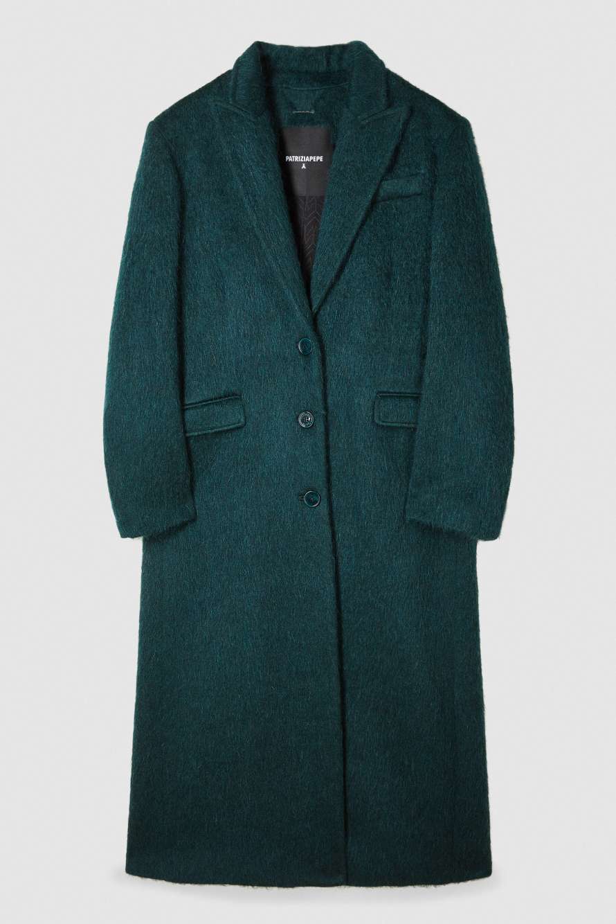 Длинное мягкое пальто, зелёный, Patrizia Pepe