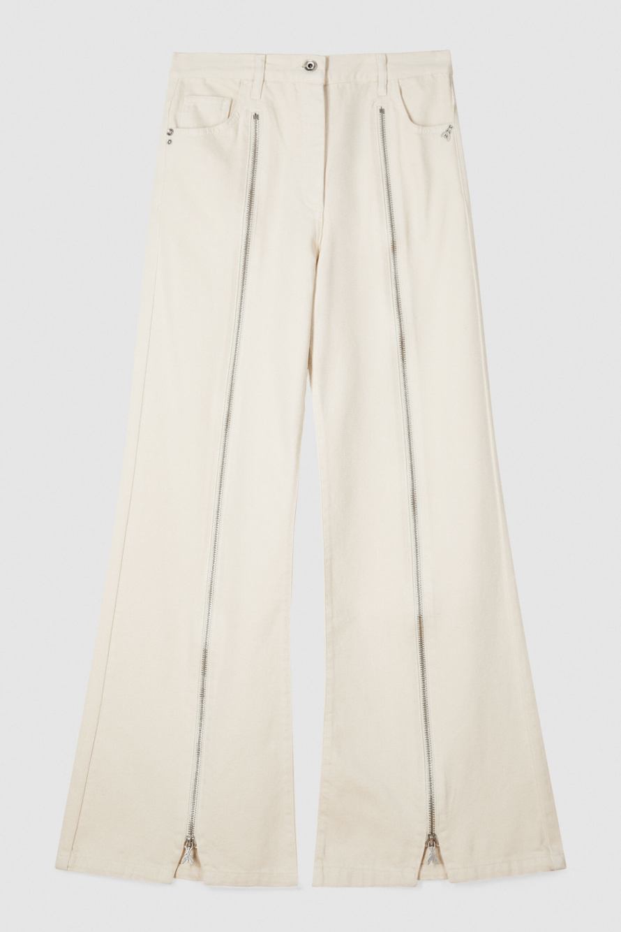 Широкие джинсы с молниями, Белый, Patrizia Pepe