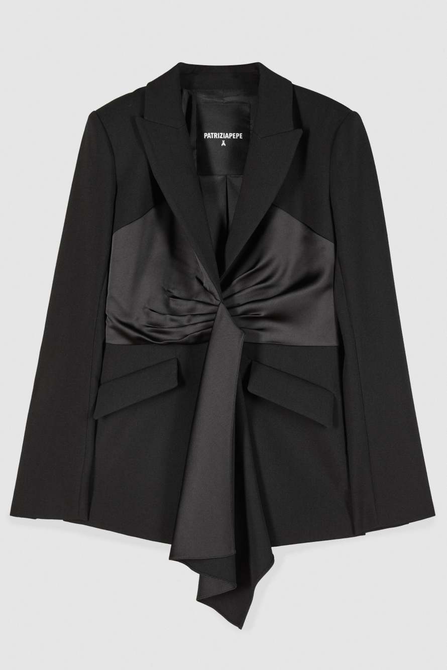 Blazer with draping, Black, Patrizia Pepe