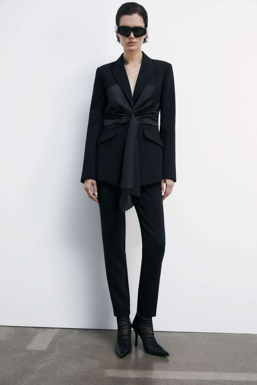 Blazer with draping, Black, Patrizia Pepe