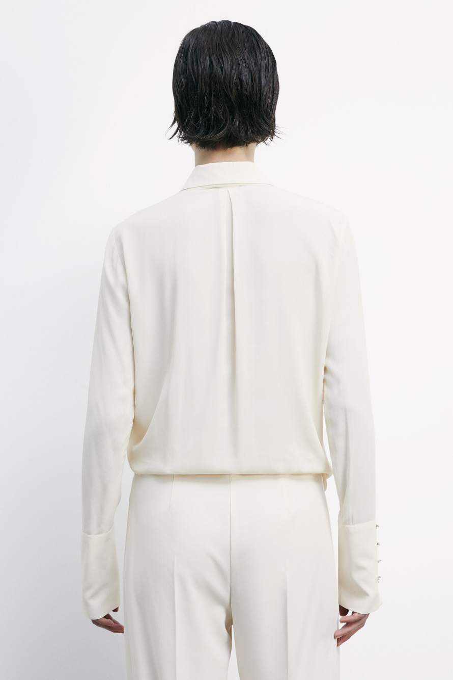 "ESSENTIAL" fluid viscose shirt, White, Patrizia Pepe