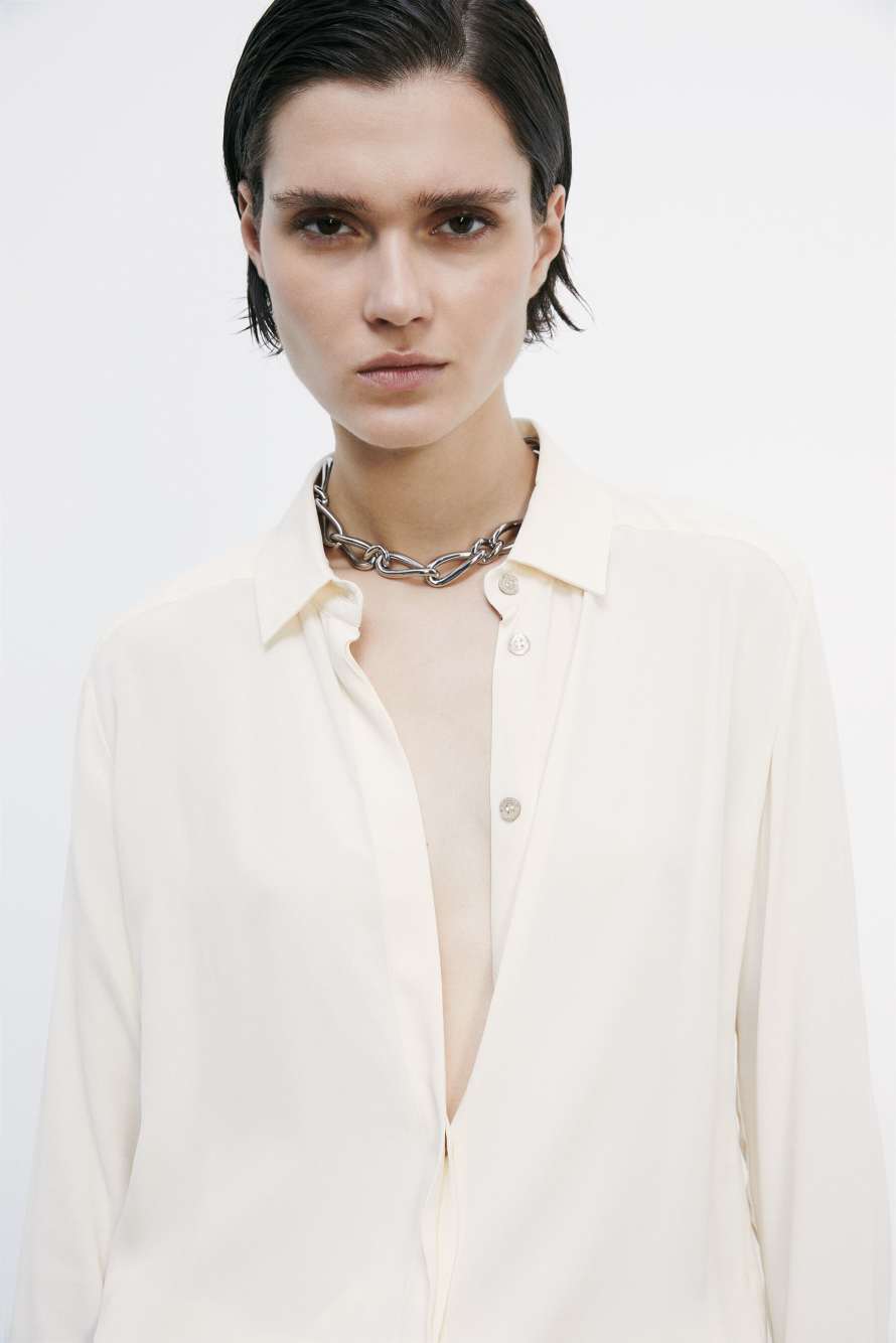 "ESSENTIAL" fluid viscose shirt, White, Patrizia Pepe