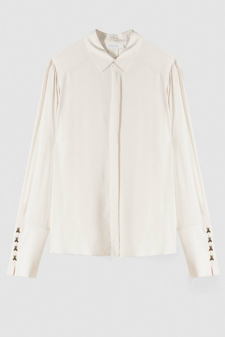 "ESSENTIAL" fluid viscose shirt, White, Patrizia Pepe