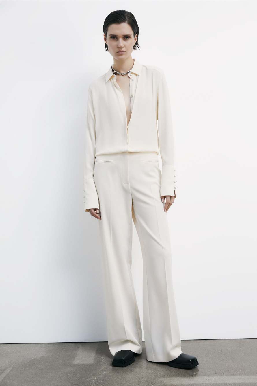 "ESSENTIAL" fluid viscose shirt, White, Patrizia Pepe