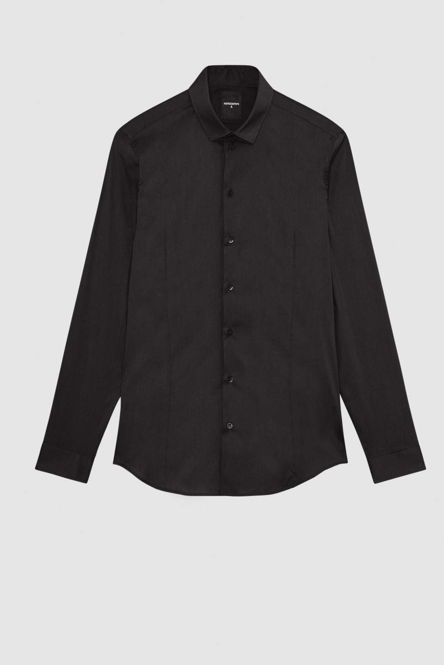 "ESSENTIAL" slim fit poplin shirt, Black, Patrizia Pepe