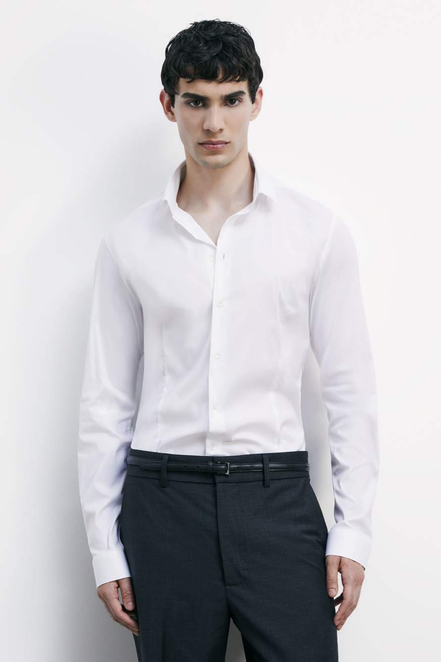 "ESSENTIAL" slim fit poplin shirt, White, Patrizia Pepe