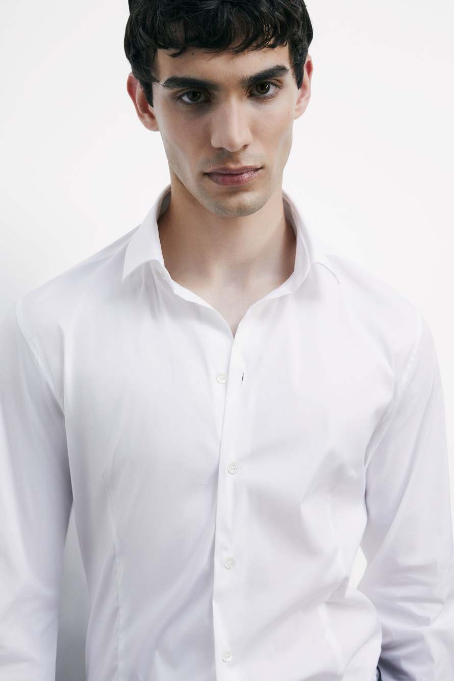 "ESSENTIAL" slim fit poplin shirt, White, Patrizia Pepe