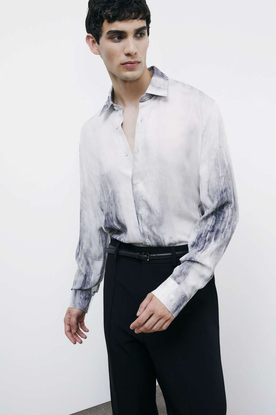 Flowing shirt with graphic viscose print, Abstract Fantasy, Patrizia Pepe