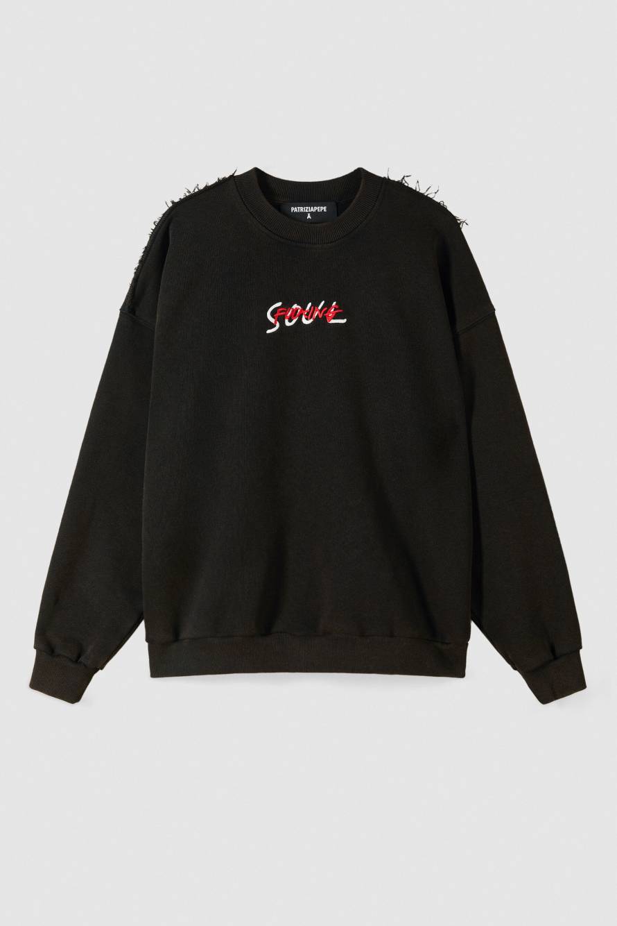 Cotton SOUL sweatshirt, Black, Patrizia Pepe