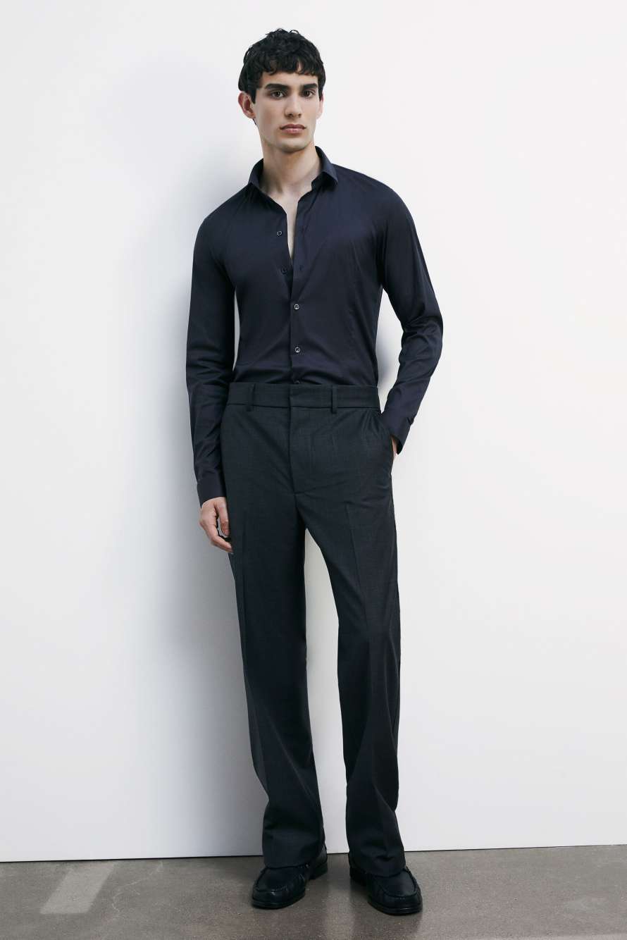 "ESSENTIAL" slim fit poplin shirt, Blue, Patrizia Pepe