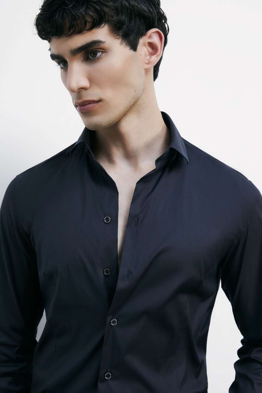 "ESSENTIAL" slim fit poplin shirt, Blue, Patrizia Pepe