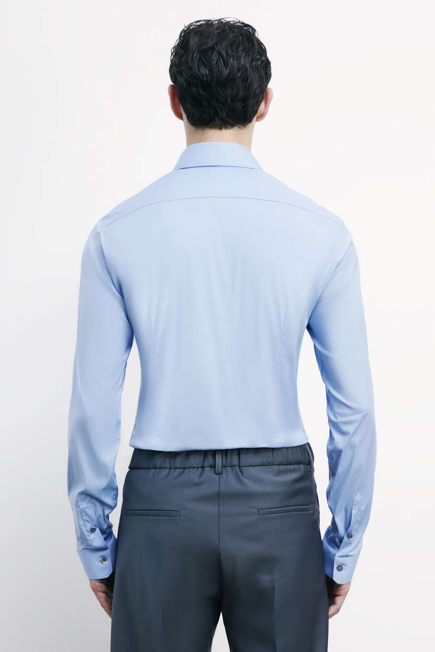 "ESSENTIAL" slim fit poplin shirt, Light Blue, Patrizia Pepe