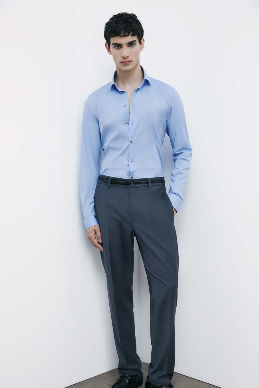 "ESSENTIAL" slim fit poplin shirt, Light Blue, Patrizia Pepe