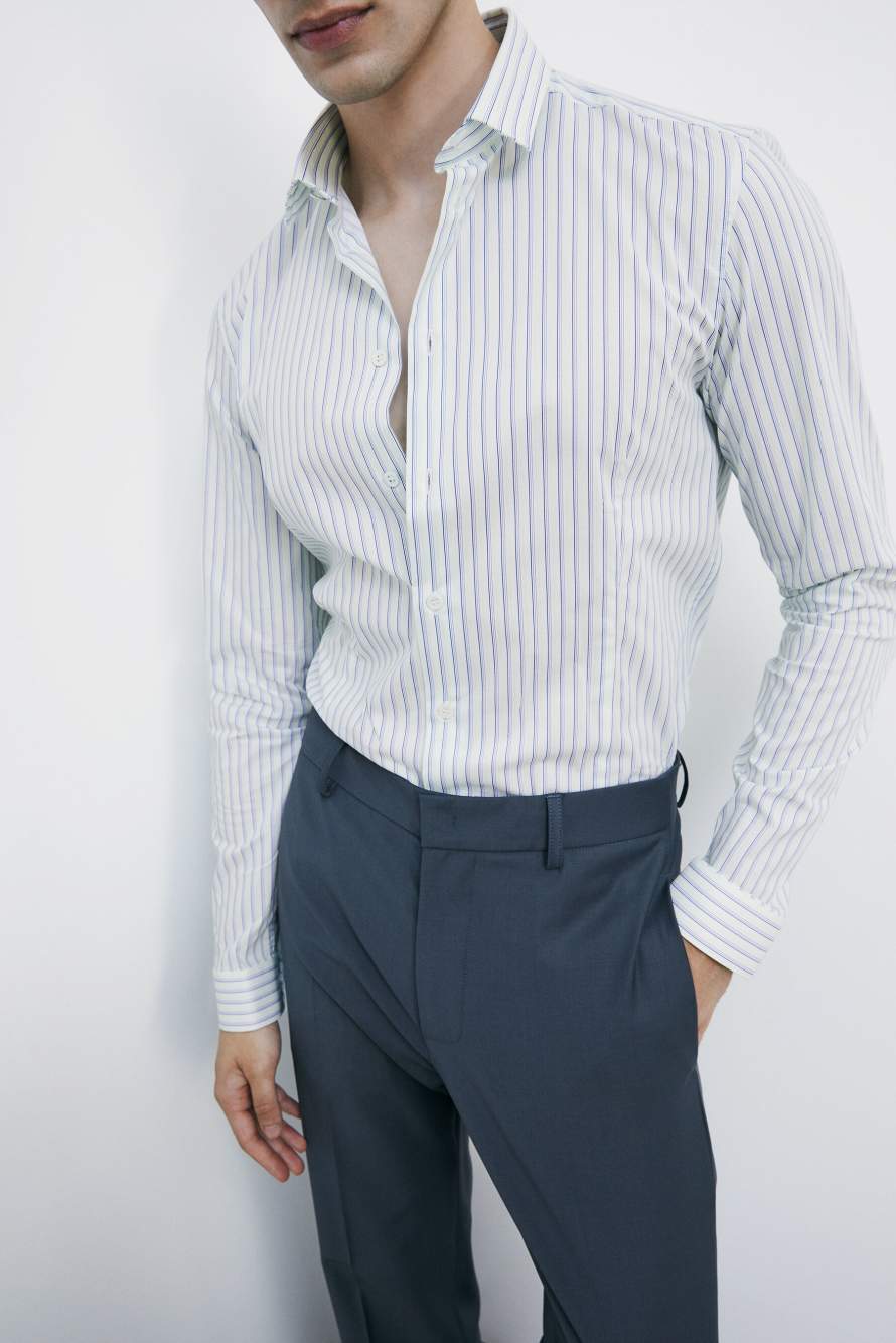 Cotton shirt with patterned print, Stripes, Patrizia Pepe