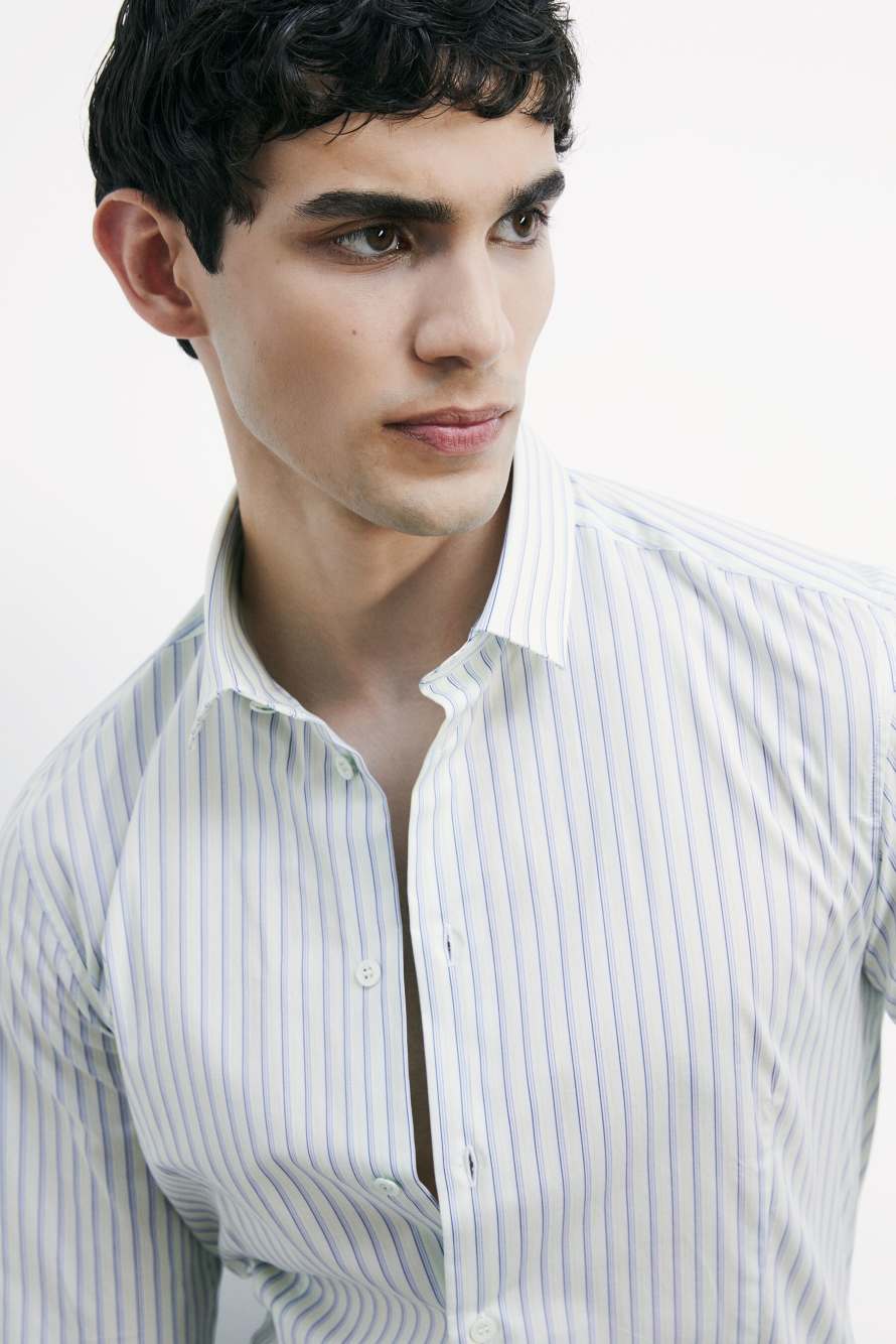 Cotton shirt with patterned print, Stripes, Patrizia Pepe