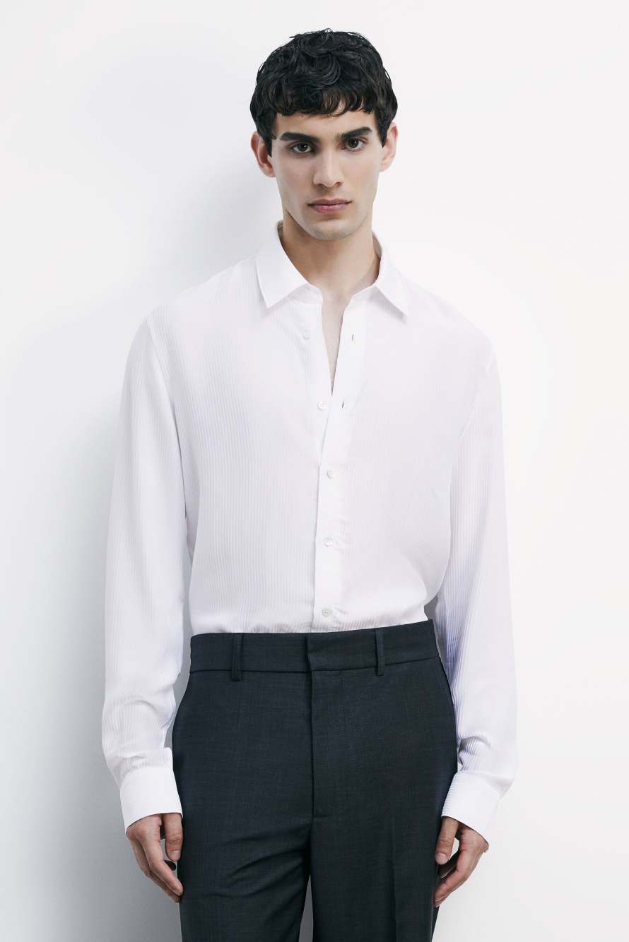 Рубашка из жаккардового твила из вискозы, Белый, Patrizia Pepe