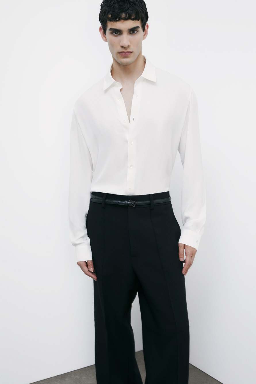 Solid-colored shirt in viscose twill, White, Patrizia Pepe