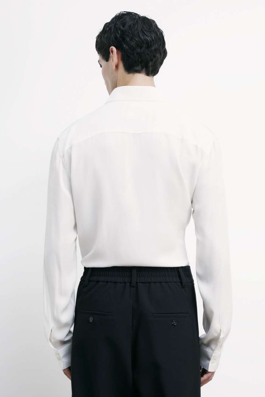 Solid-colored shirt in viscose twill, White, Patrizia Pepe