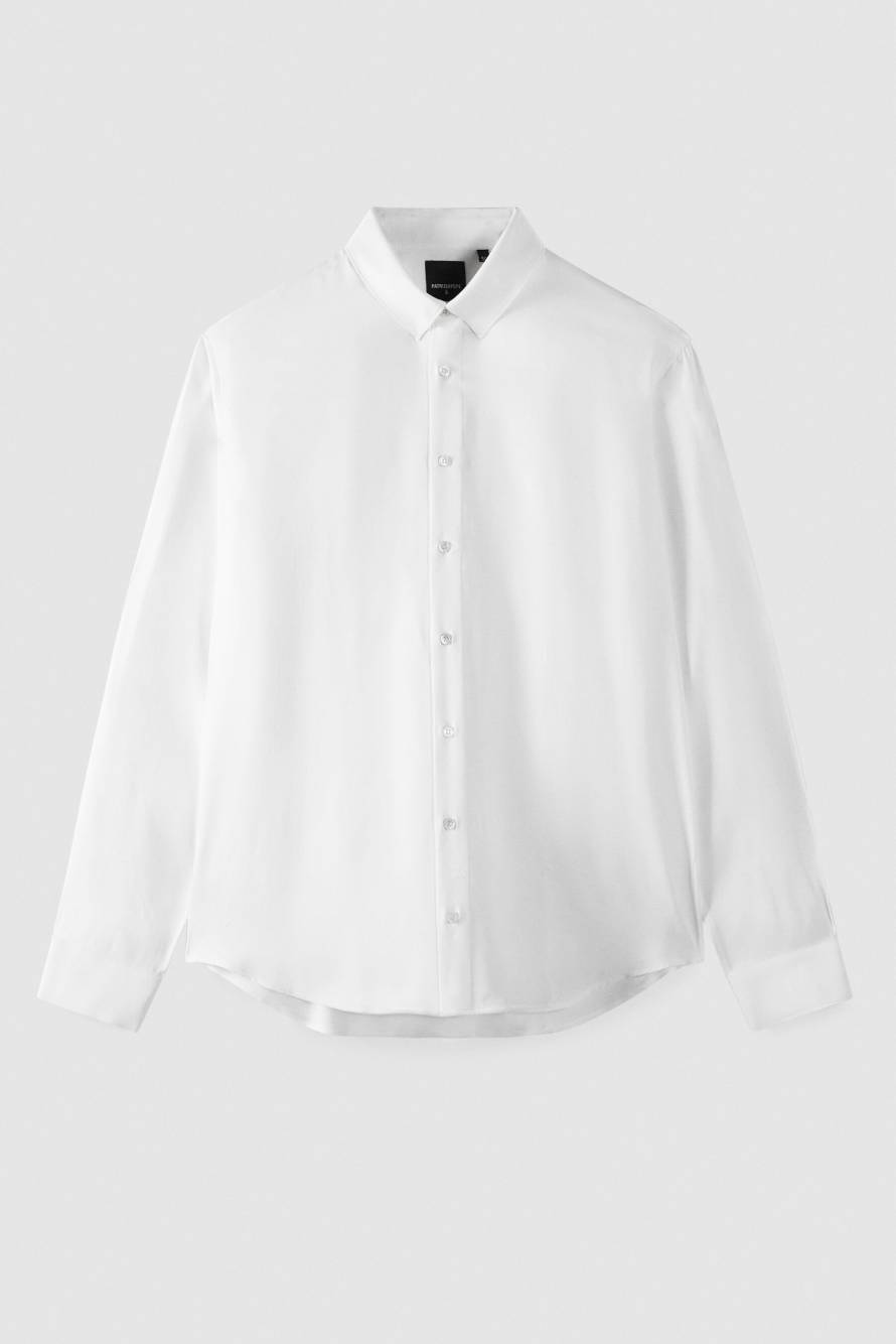 Solid-colored shirt in viscose twill, White, Patrizia Pepe