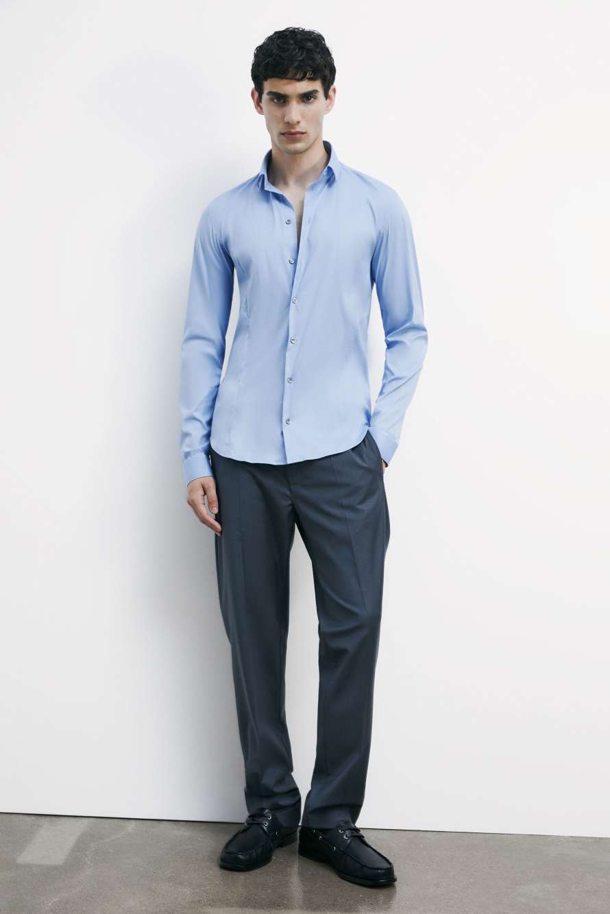 Обычная рубашка из хлопкового поплина, Голубой, Patrizia Pepe