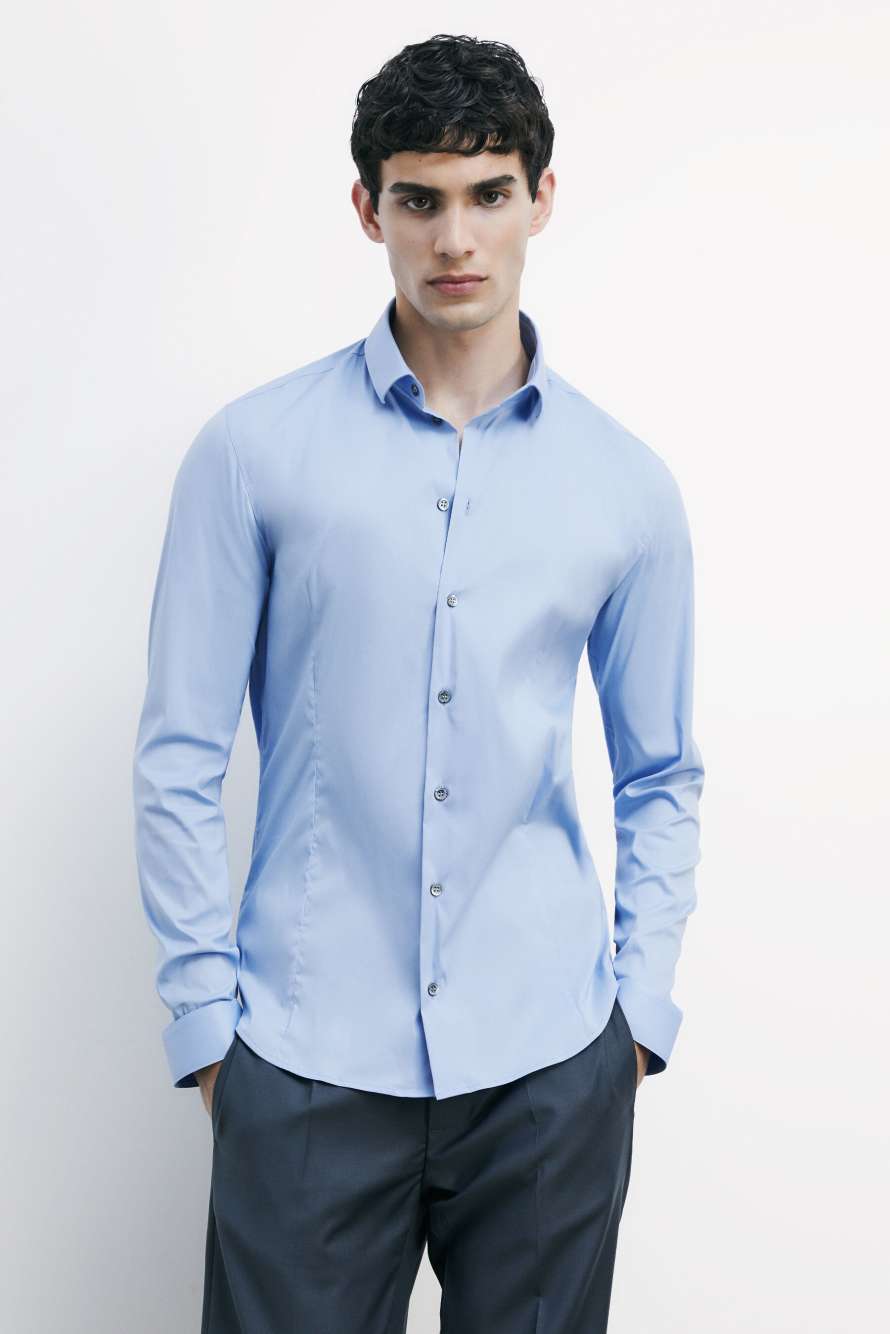 Обычная рубашка из хлопкового поплина, Голубой, Patrizia Pepe