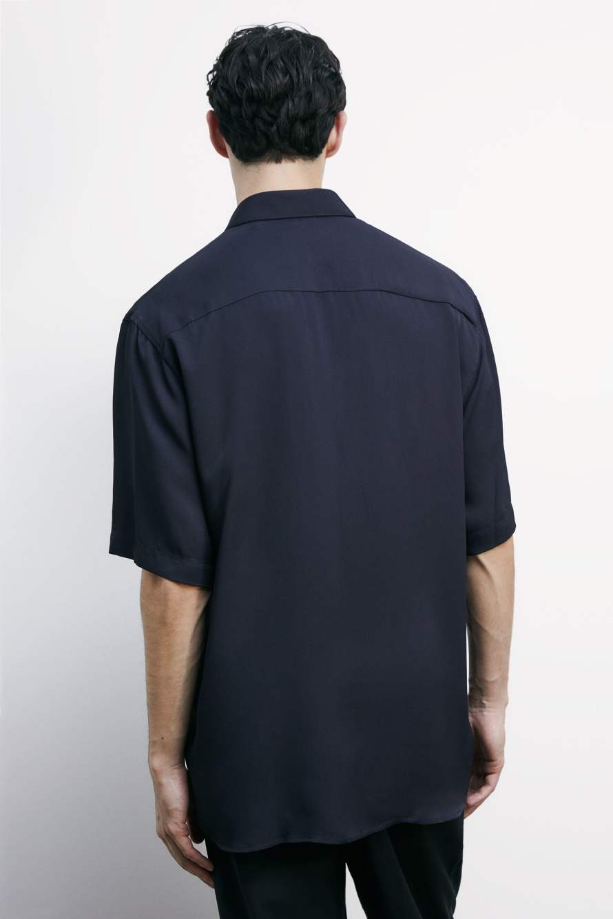 Short sleeve shirt in viscose twill, Blue, Patrizia Pepe