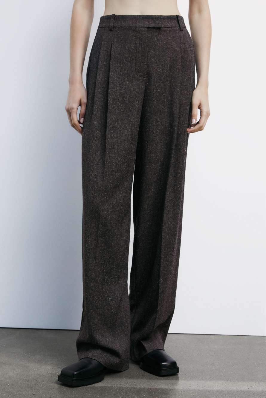 Structured pants with pleats, Brown, Patrizia Pepe