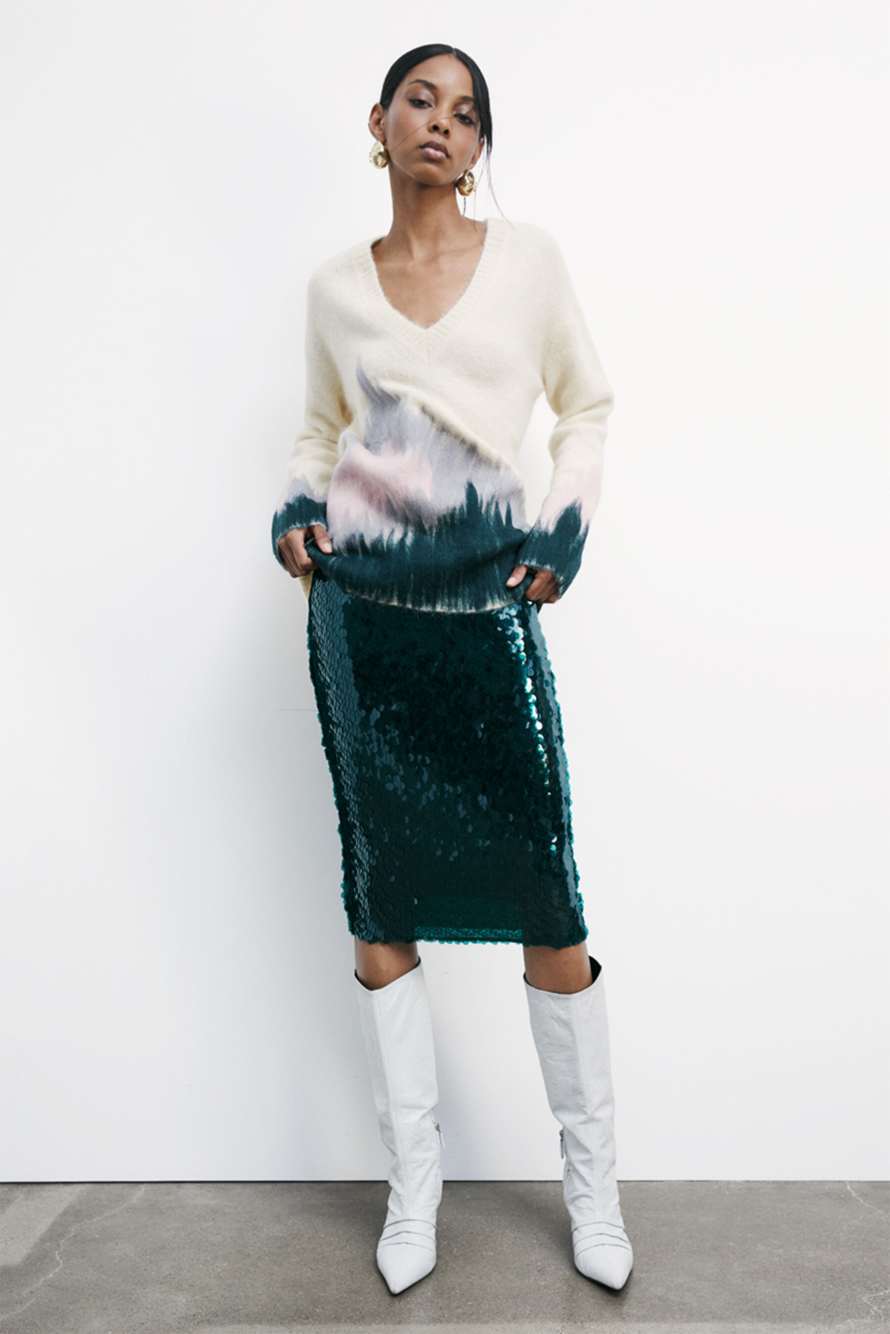 Sequined tulle midi skirt, Green, Patrizia Pepe