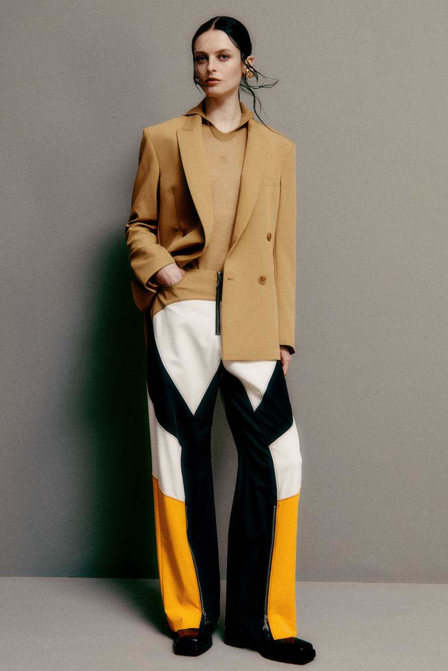 Брюки блочной расцветки в гоночном стиле, белый / чёрный / оранжевый, Patrizia Pepe