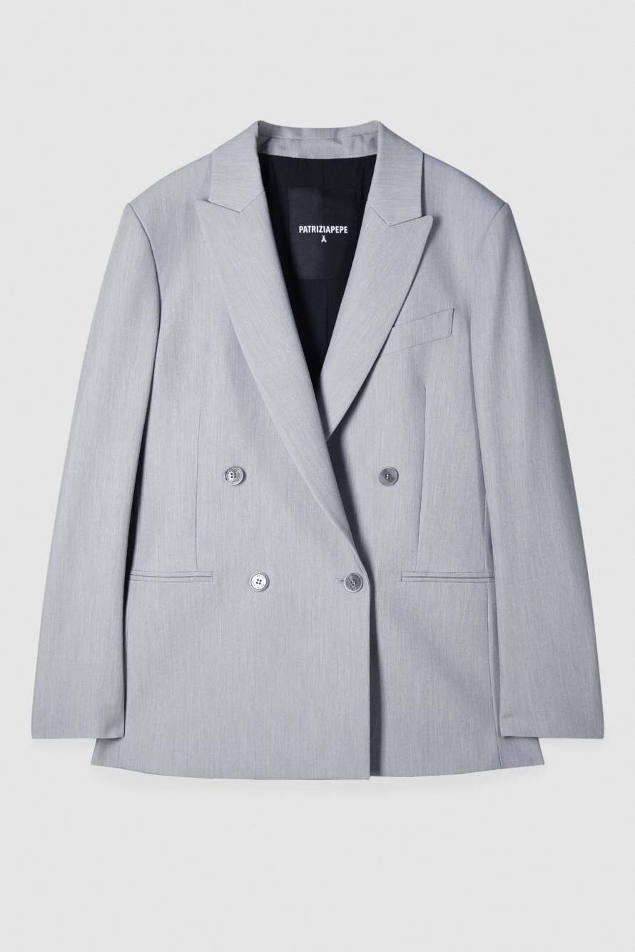Объемный двубортный блейзер "ESSENTIAL", Серый, Patrizia Pepe