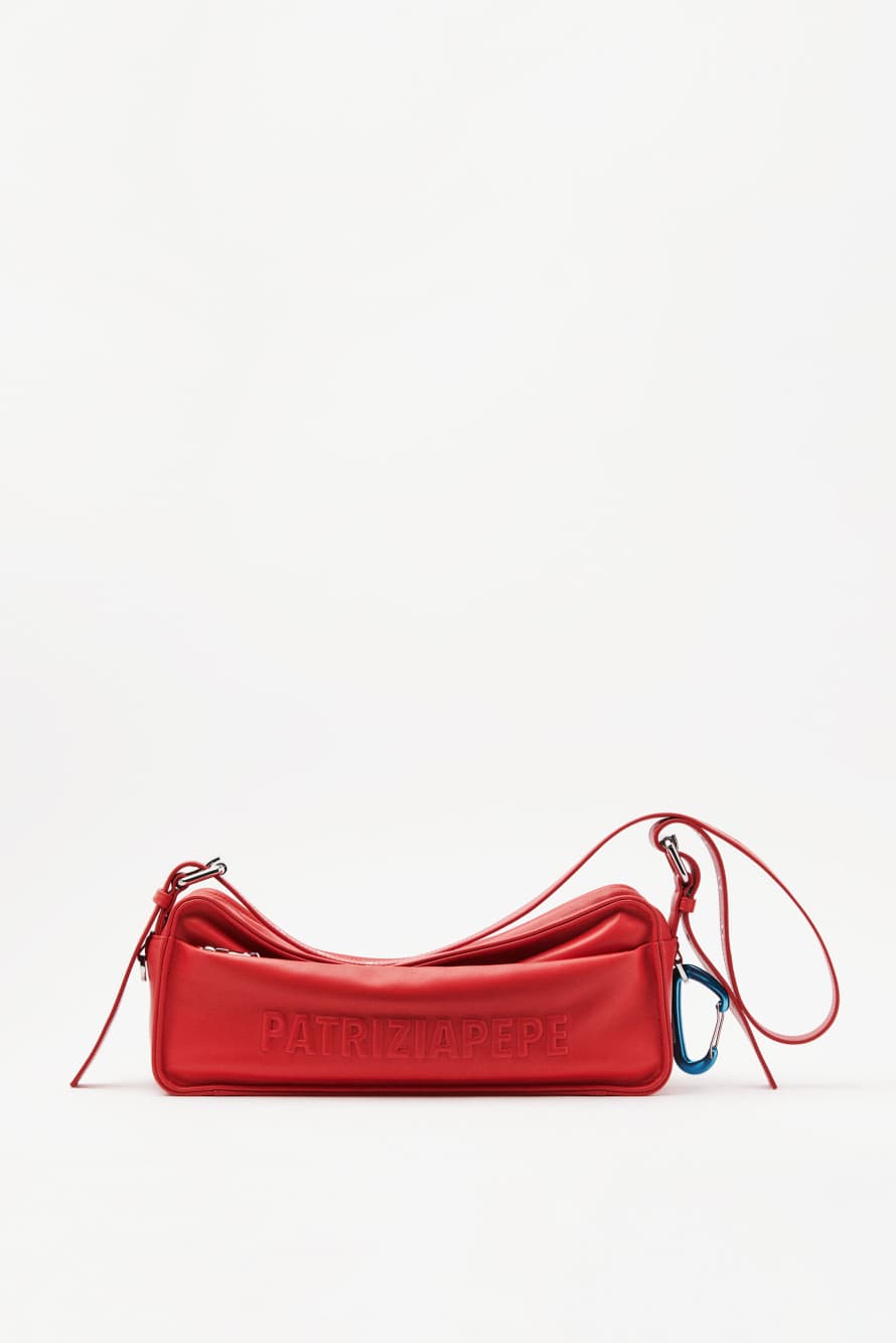 (IM)PERFECTION medium leather crossbody bag, Red, Patrizia Pepe