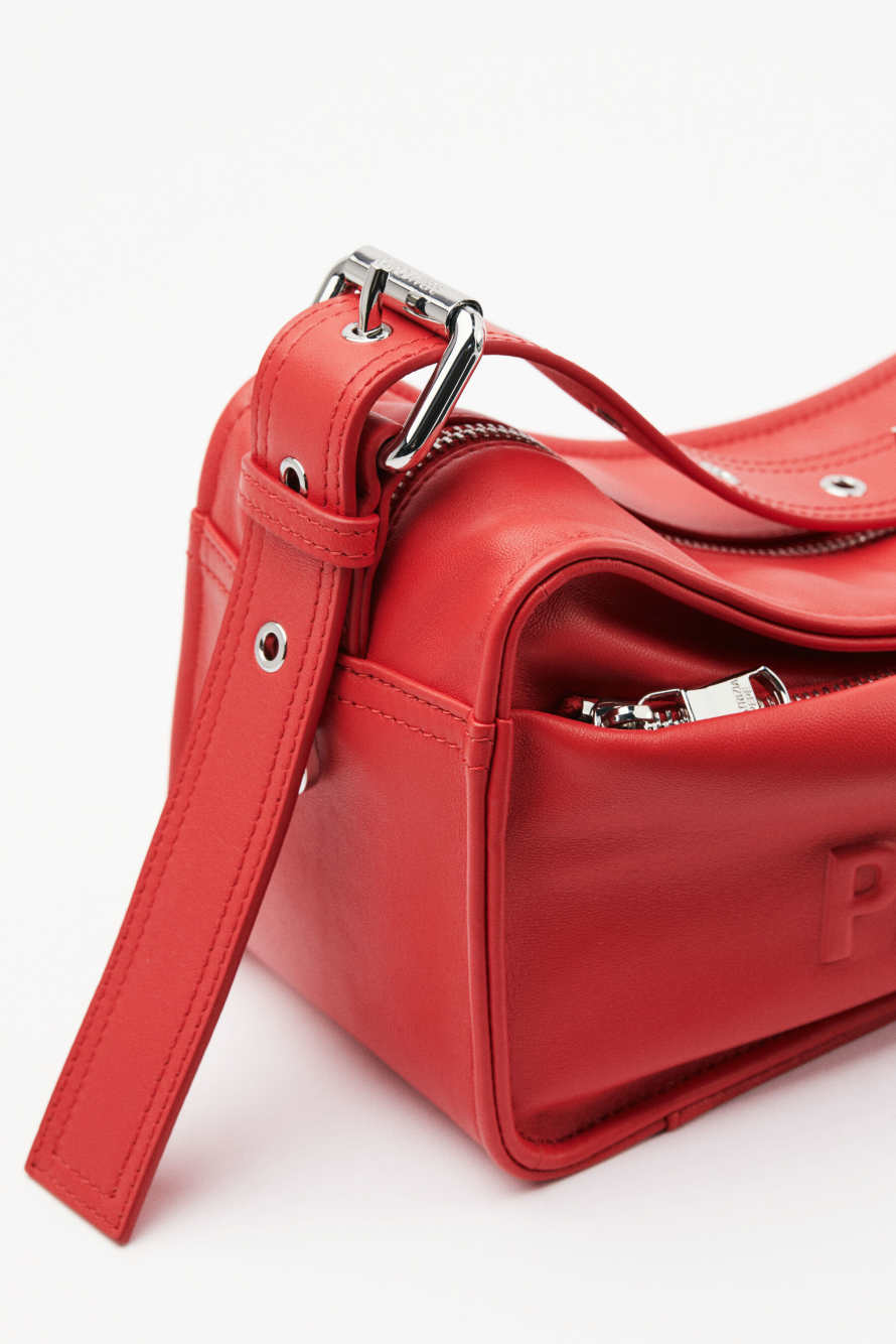 (IM)PERFECTION medium leather crossbody bag, Red, Patrizia Pepe