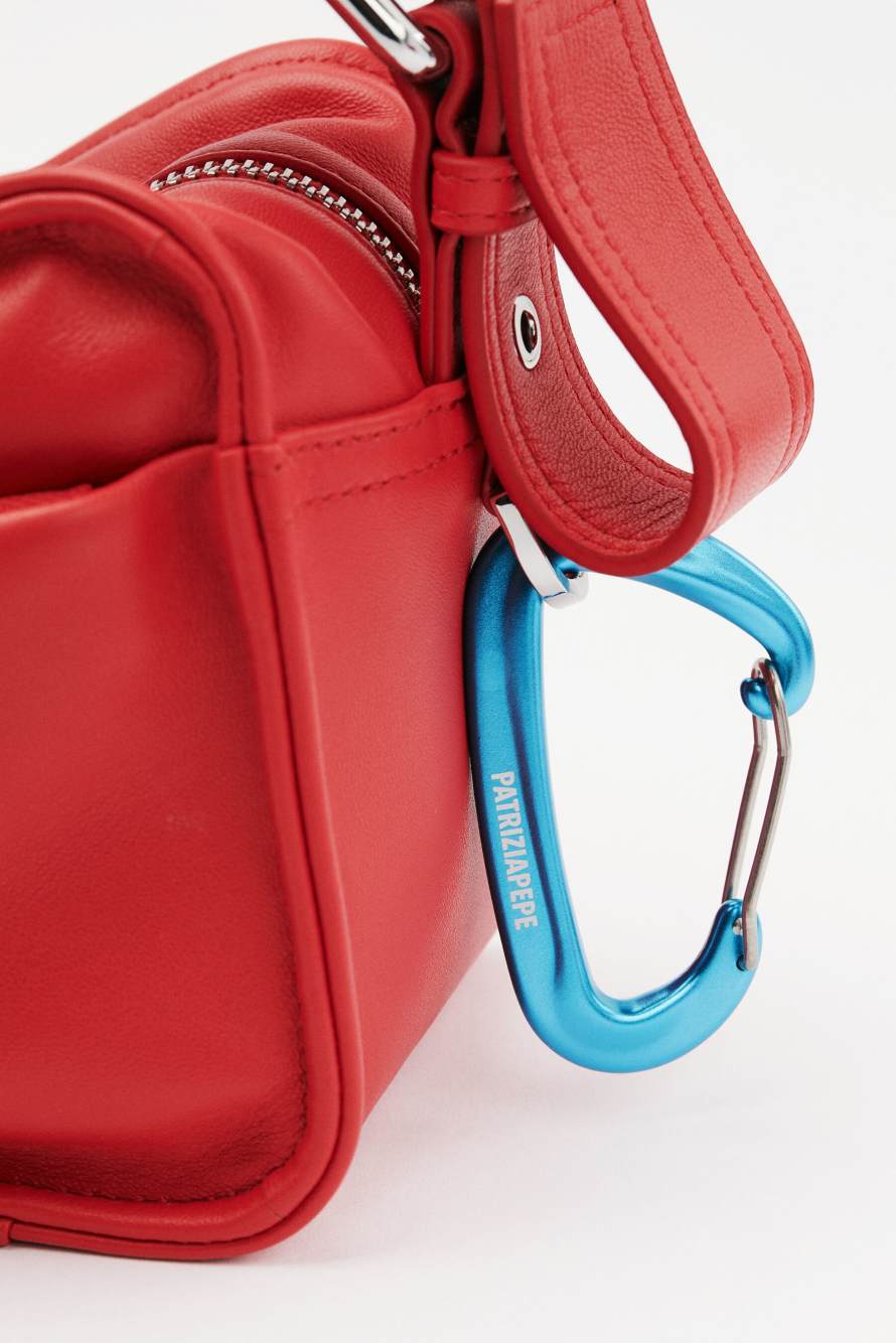 (IM)PERFECTION medium leather crossbody bag, Red, Patrizia Pepe