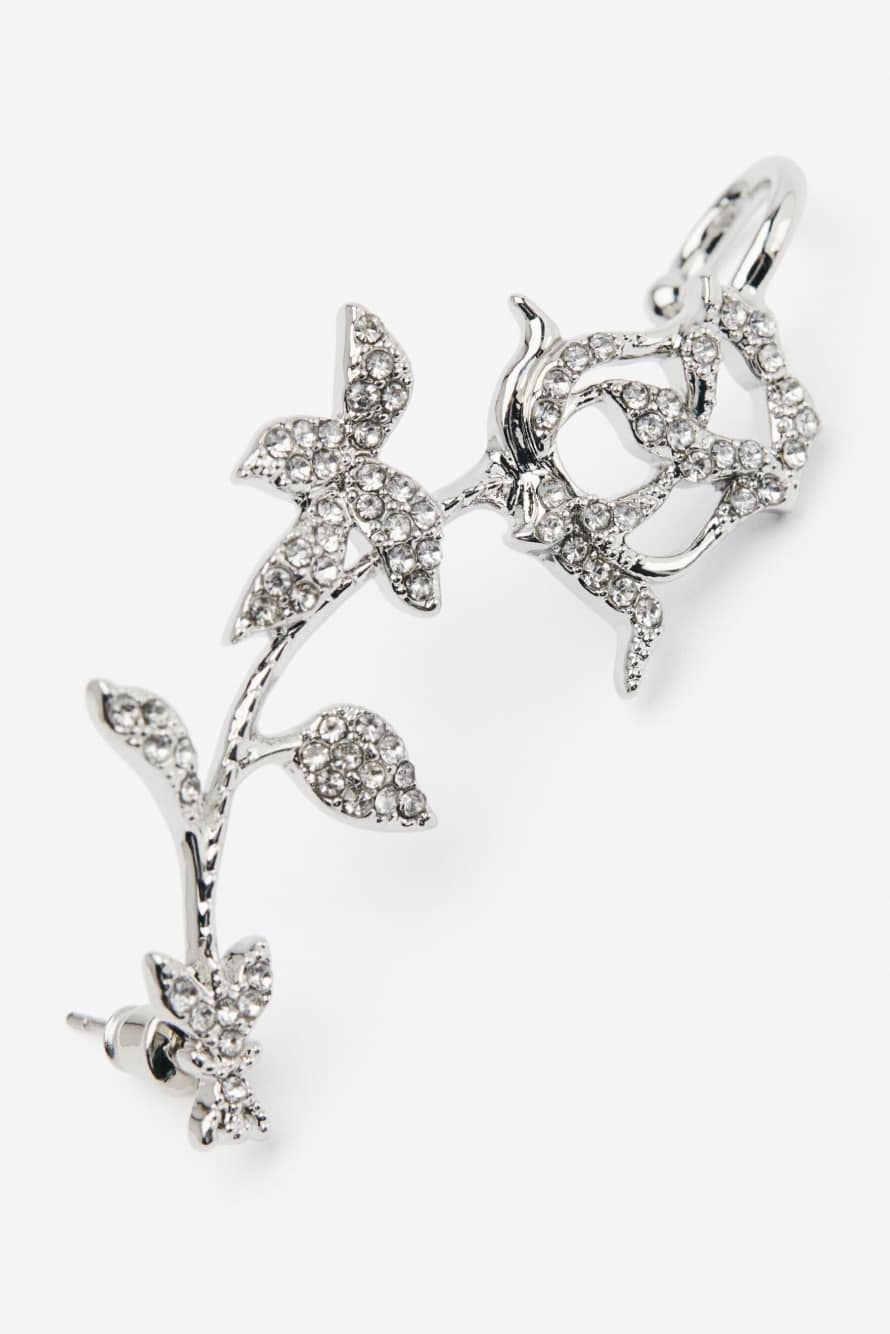 Rose Fly earrings with rhinestones, Silver, Patrizia Pepe