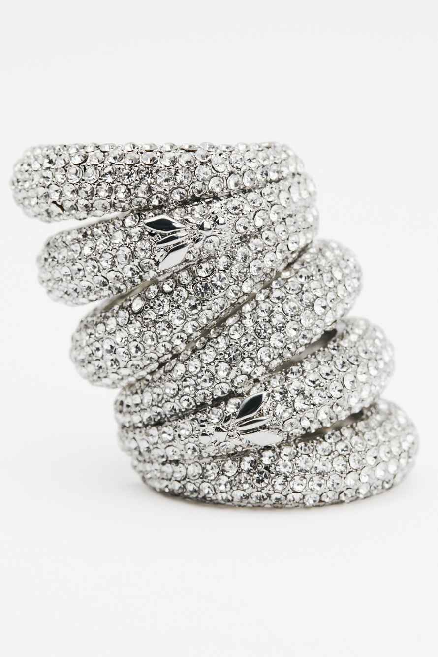 Большие каффы Metal Circle со стразами, Серебристый, Patrizia Pepe