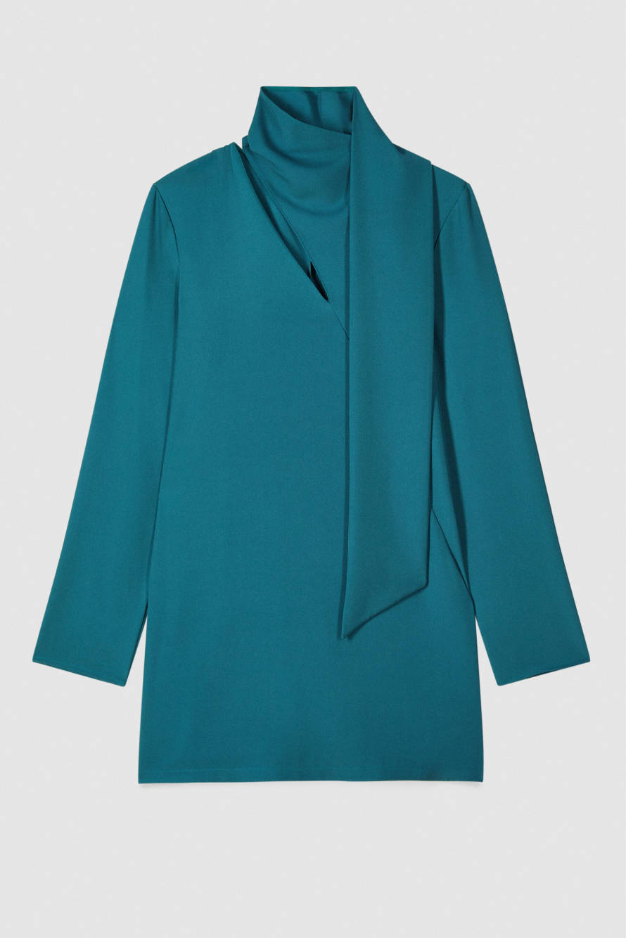 Свободное платье с шарфом, зелёный, Patrizia Pepe