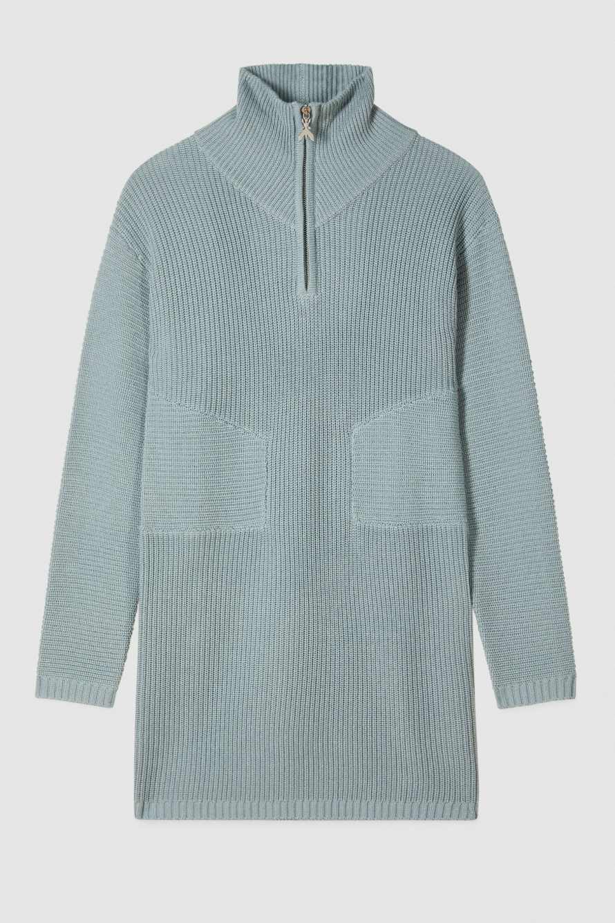 Трикотажное мини-платье "ESSENTIAL" на молнии, зелёный, Patrizia Pepe