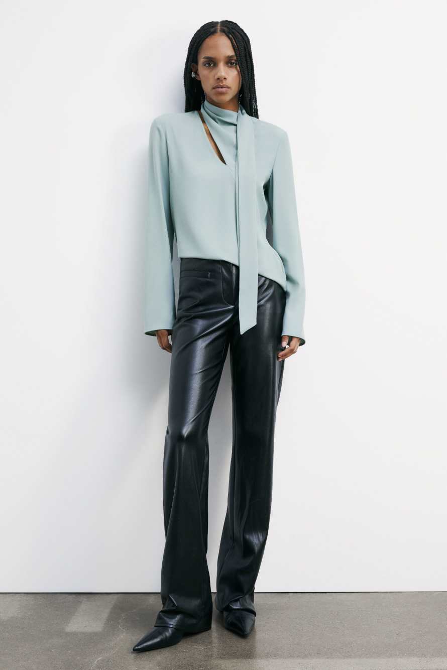 Fluid blouse with sash, Green, Patrizia Pepe