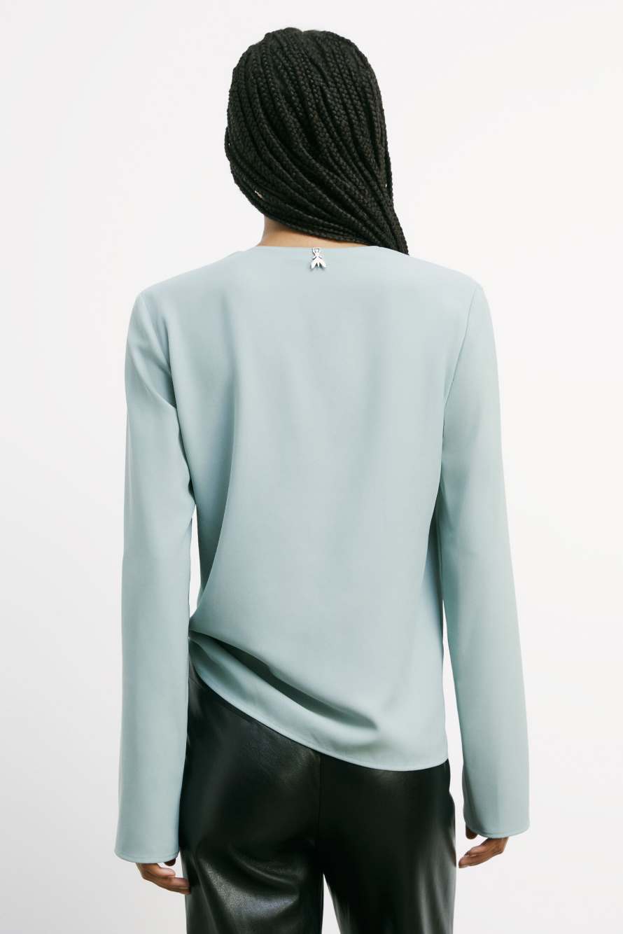 Fluid blouse with sash, Green, Patrizia Pepe