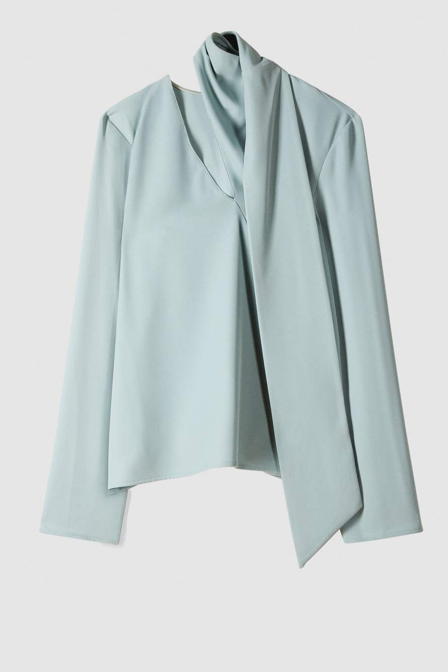 Fluid blouse with sash, Green, Patrizia Pepe