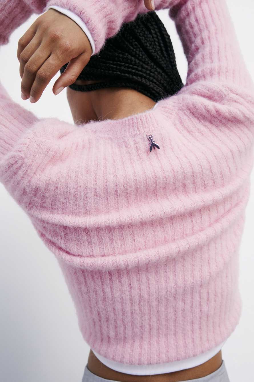Ribbed crew neck sweater, Pink, Patrizia Pepe
