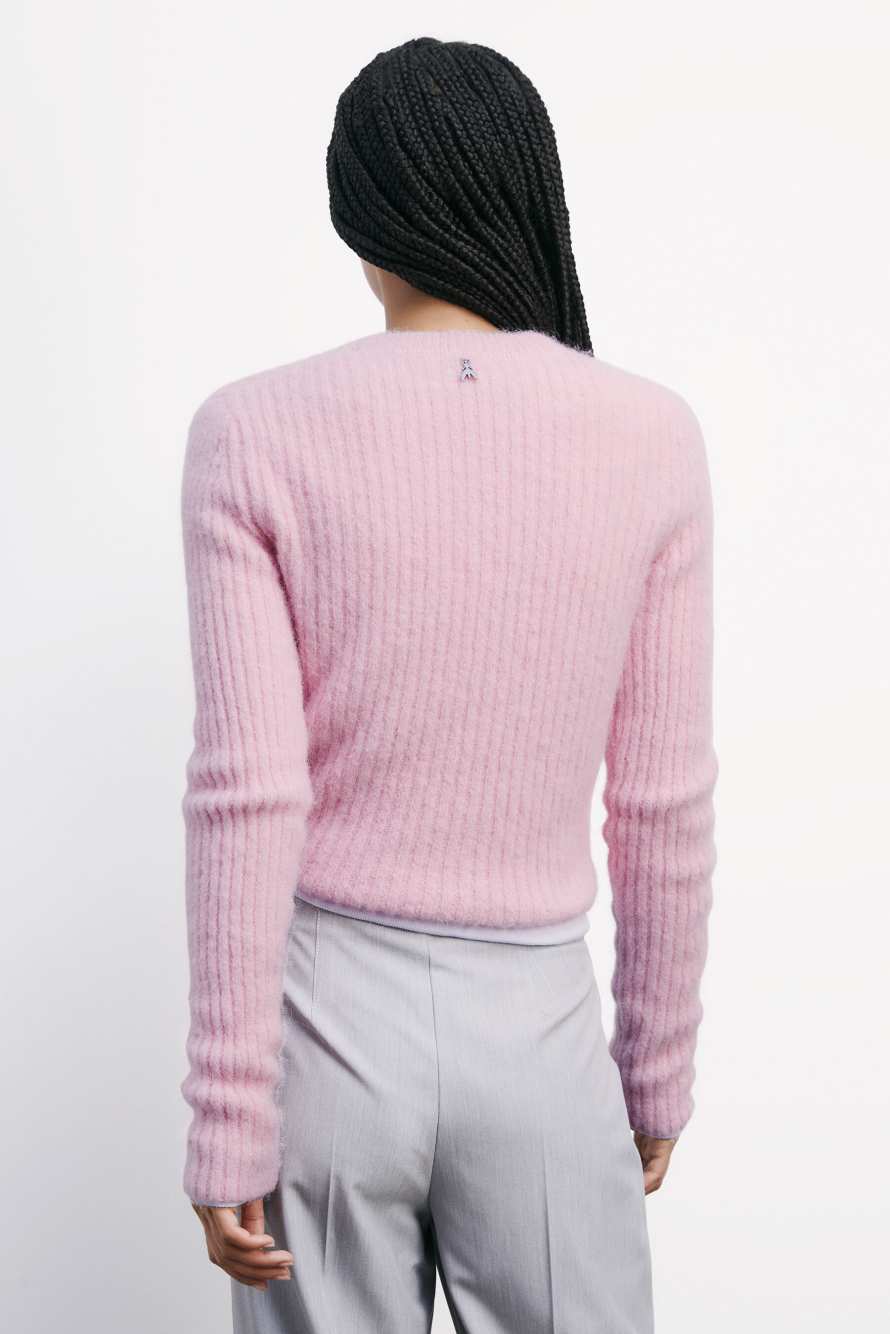 Ribbed crew neck sweater, Pink, Patrizia Pepe