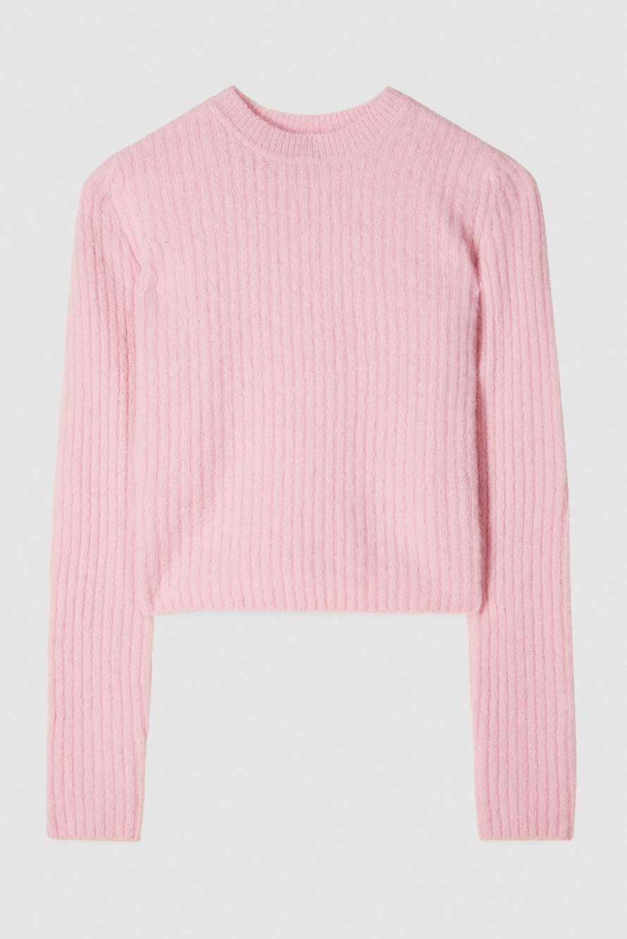 Ribbed crew neck sweater, Pink, Patrizia Pepe