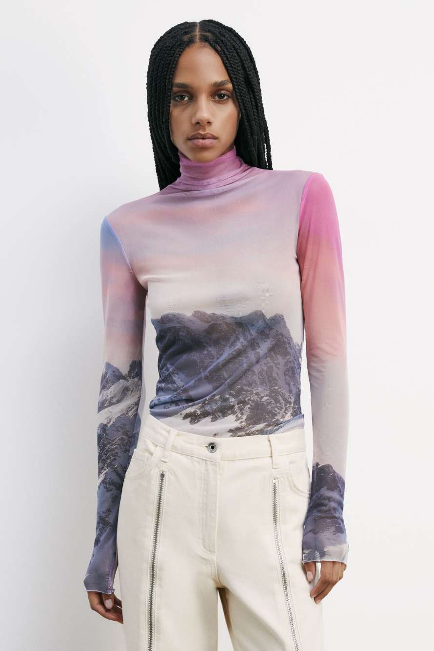 Top de cuello alto de Chimeric Mountains, Rosa