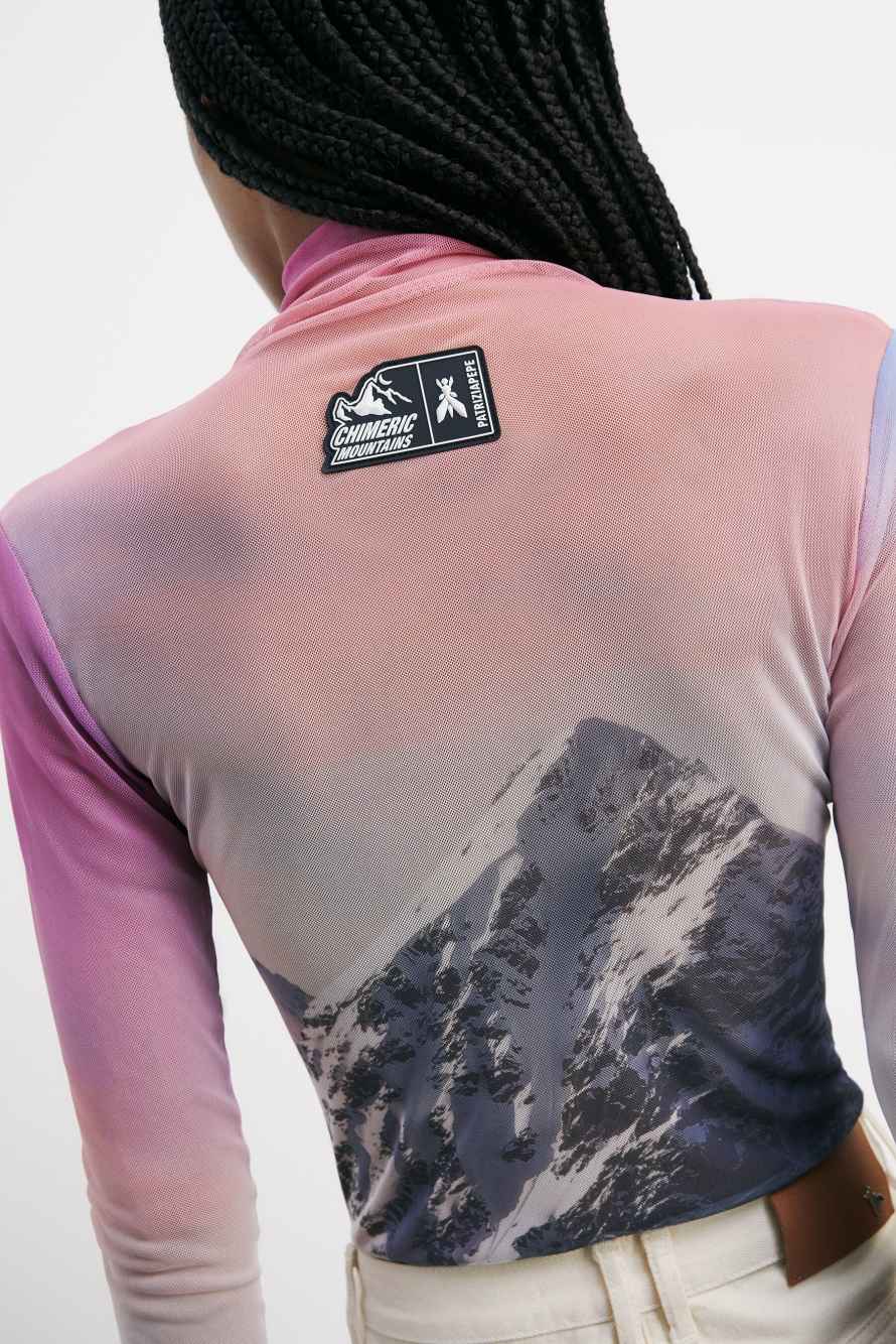 Top de cuello alto de Chimeric Mountains, Rosa