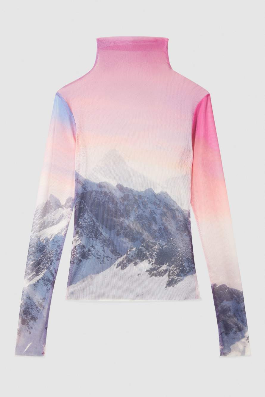 Top de cuello alto de Chimeric Mountains, Rosa